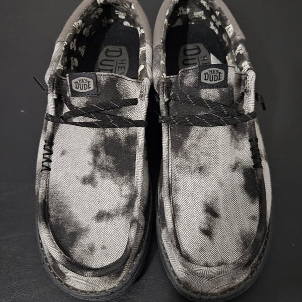 Hey Dude Wally Funk Over Dye Black Granite Grey Slip-On Shoes