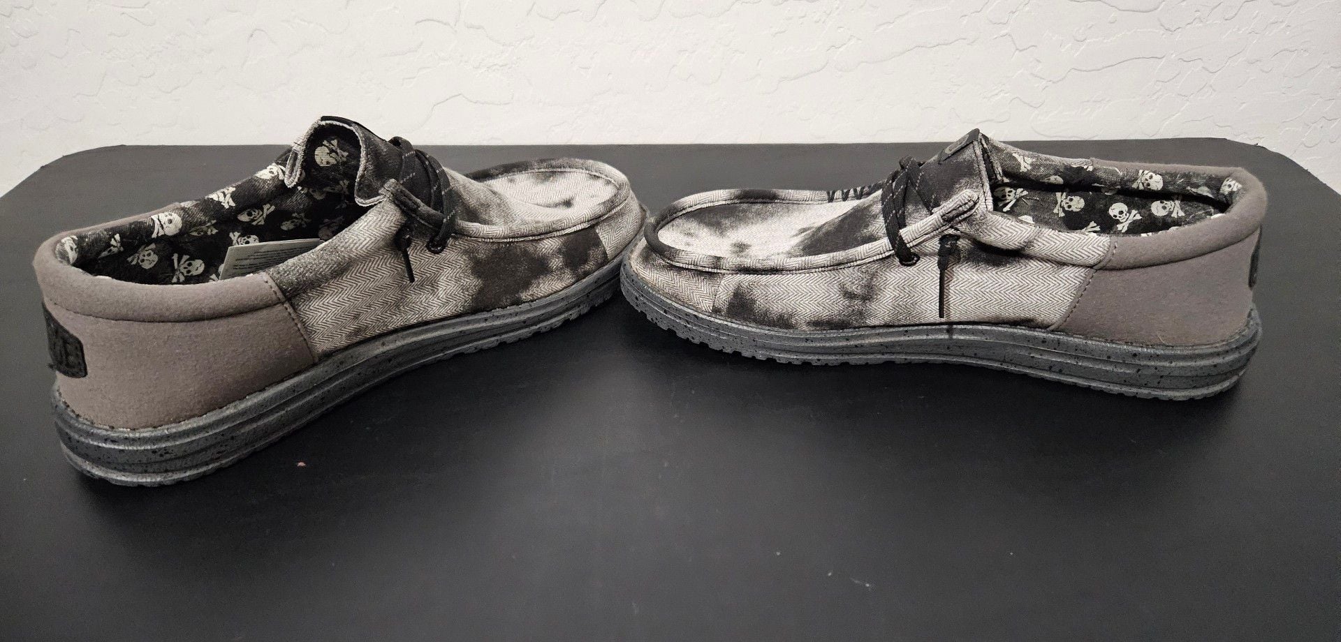 Hey Dude Wally Funk Over Dye Black Granite Grey Slip-On Shoes 7