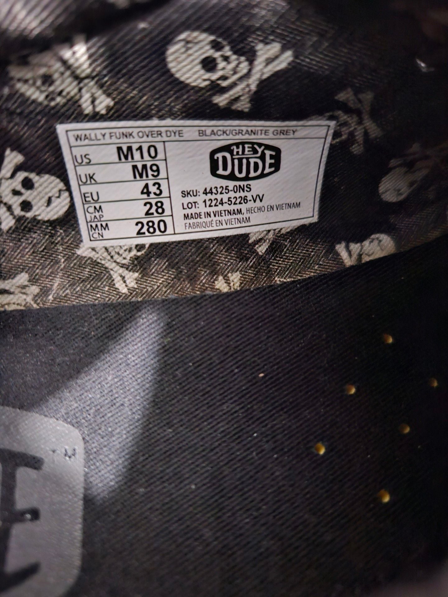Hey Dude Wally Funk Over Dye Black Granite Grey Slip-On Shoes 10