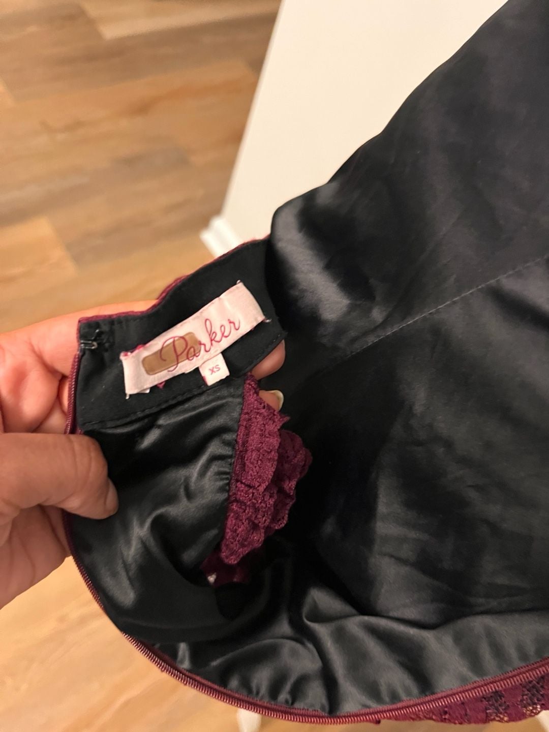 Parker Tanya Cold Shoulder Ruffle Dress Size XS Wine Burgundy 5