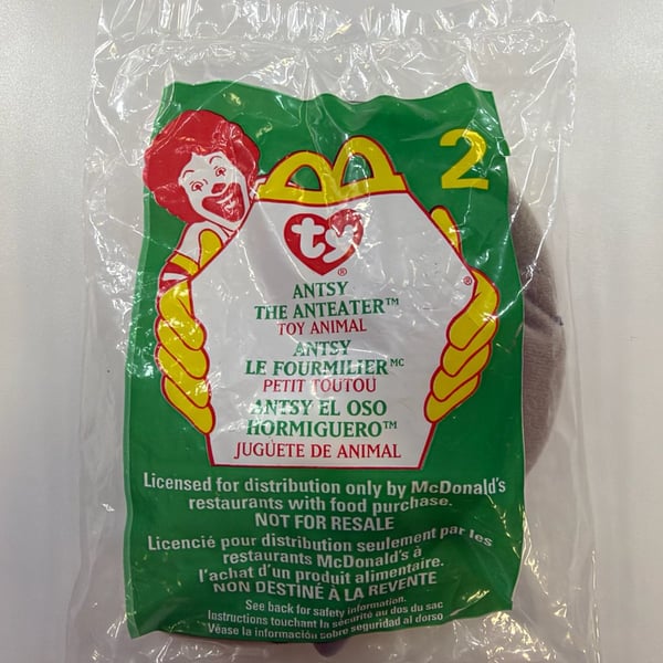 Ty Teenie Beanie Babies Antsy the Anteater Sealed Happy Meal Toy