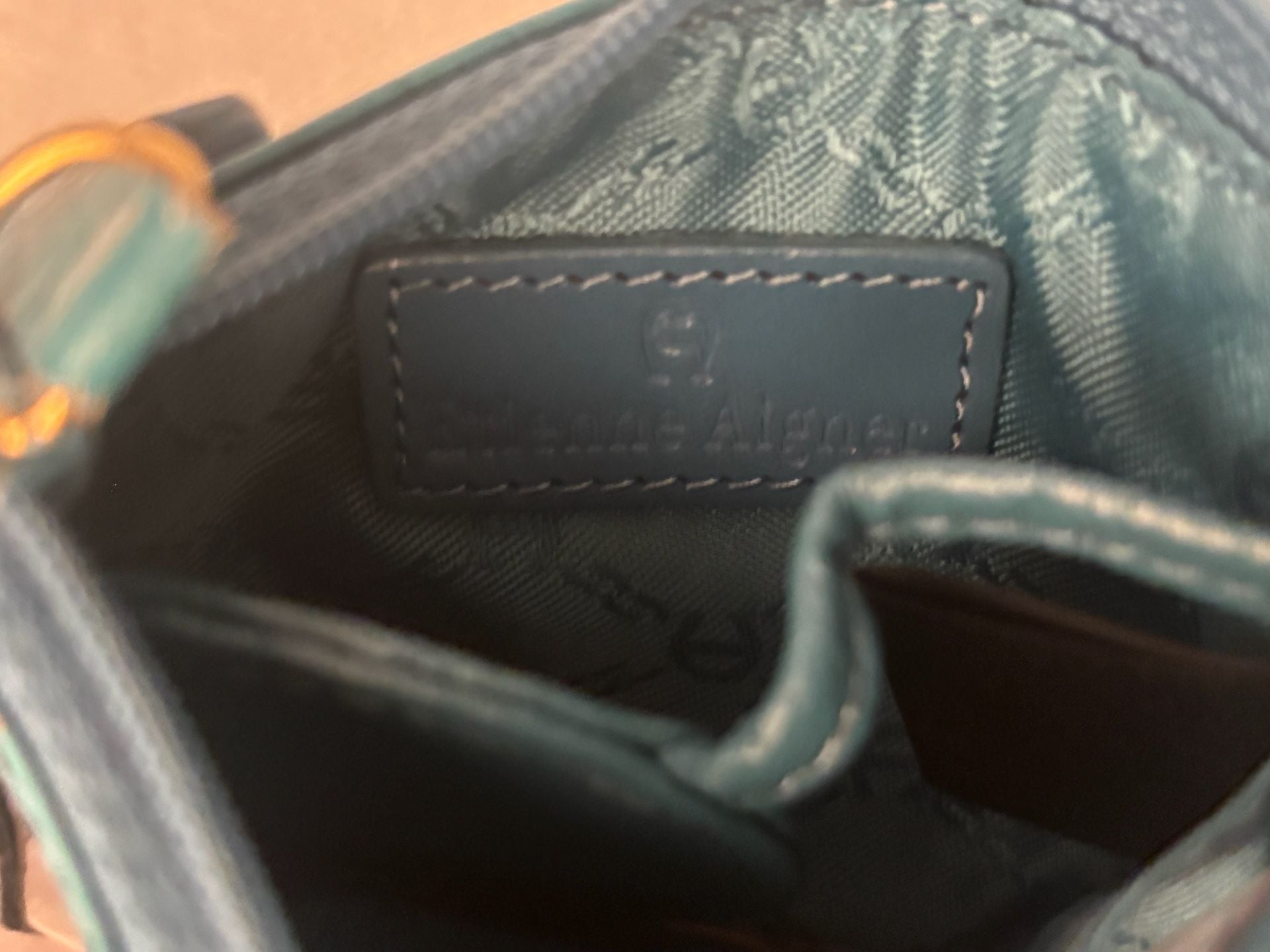 Etienne Aigner Teal Croc Embossed Leather Card Case Wallet 4