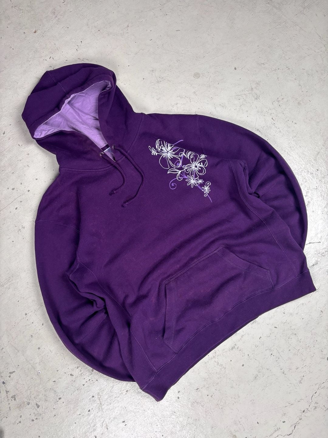 Y2k Purple Floral Graphic Hoodie 2