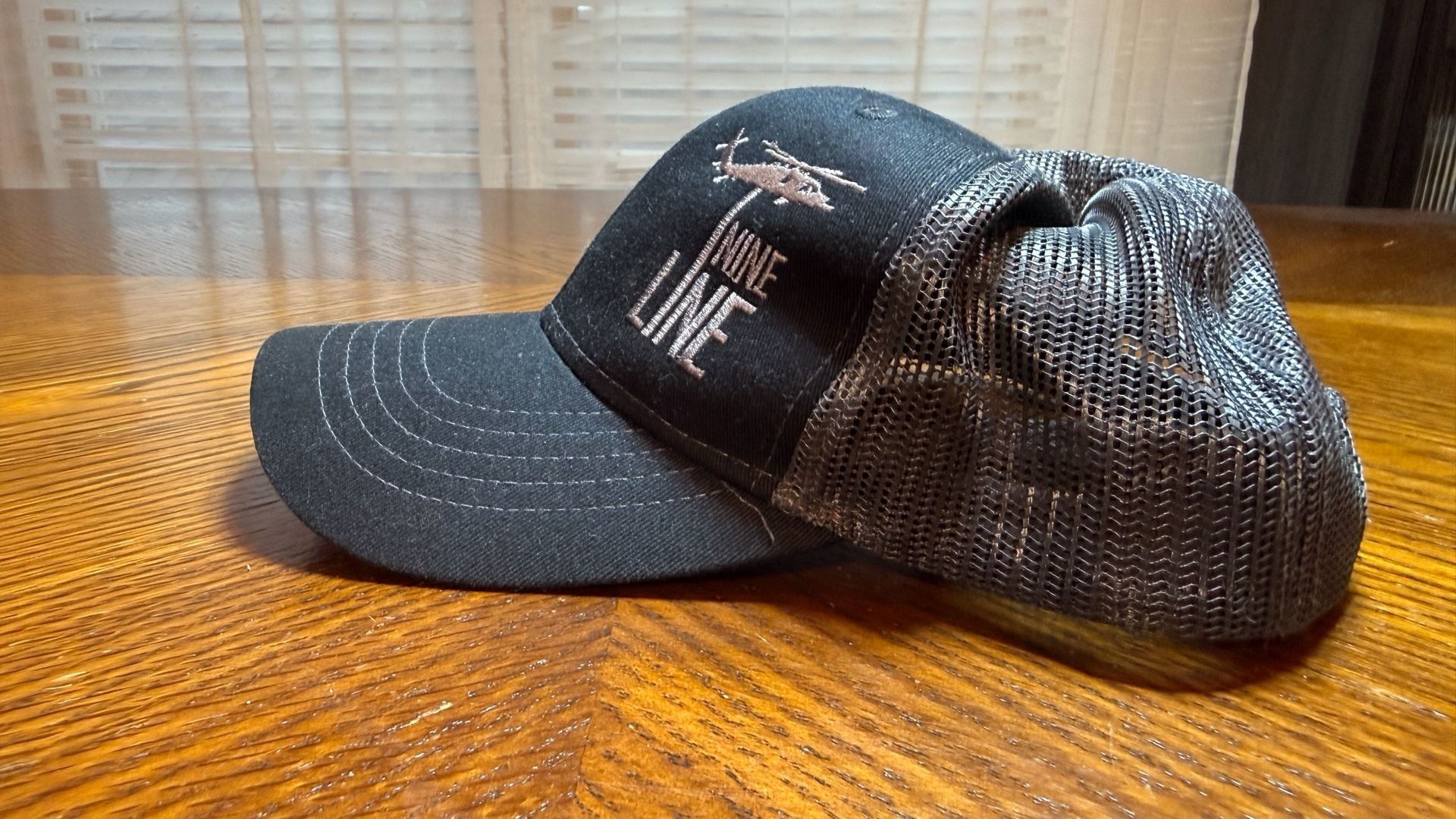 Port Authority Youth Black Dropline Snapback Hat with Helicopter Logo 3