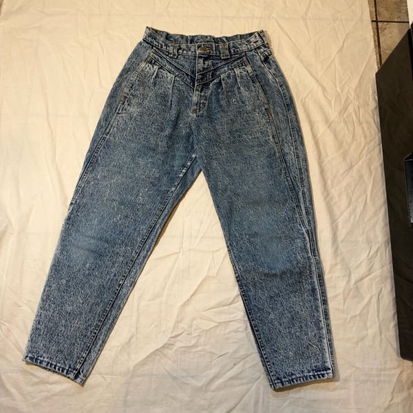 Vintage Lee High Rise Acid Wash Pleated Mom Jeans Acid Wash 12P 