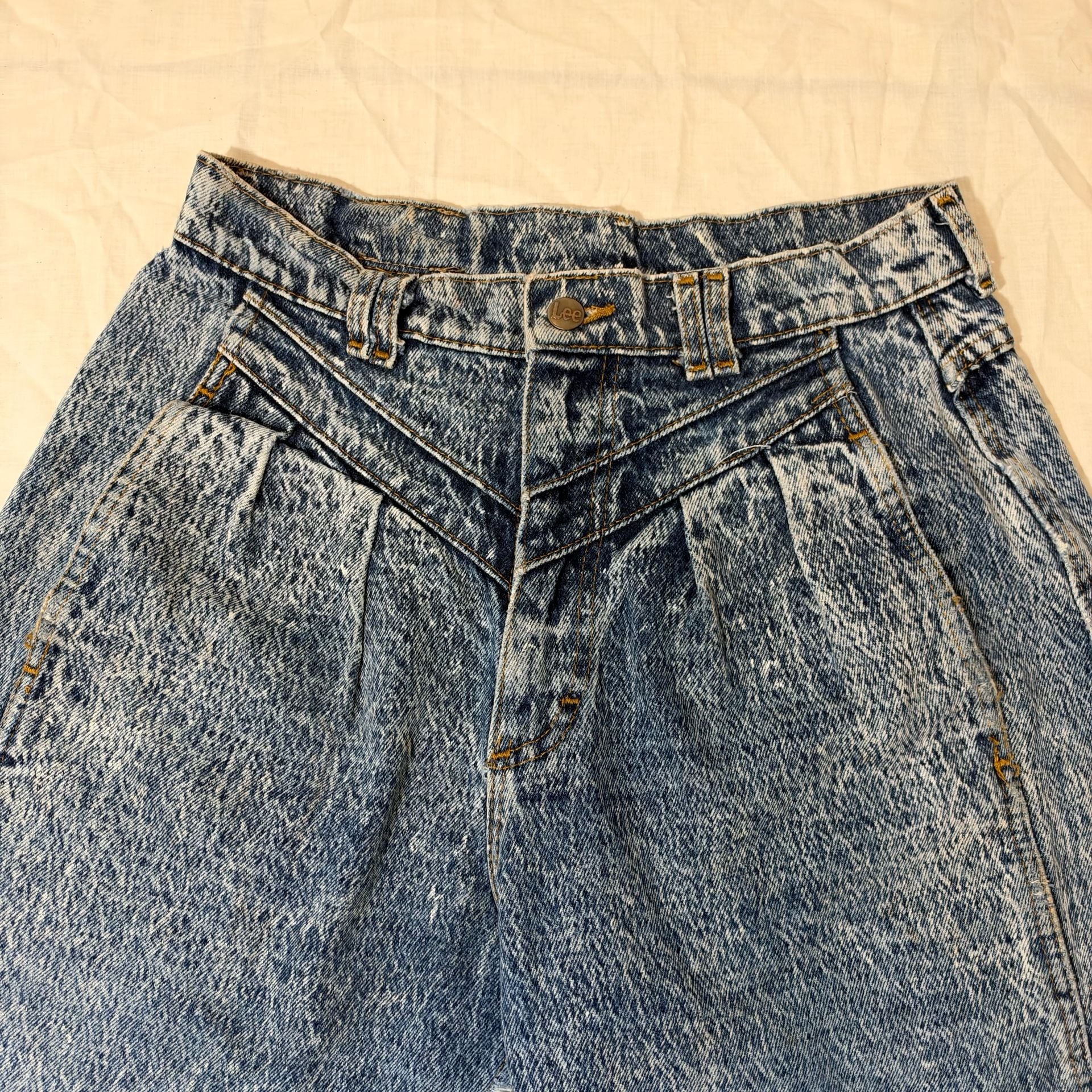 Vintage Lee High Rise Acid Wash Pleated Mom Jeans Acid Wash 12P 3