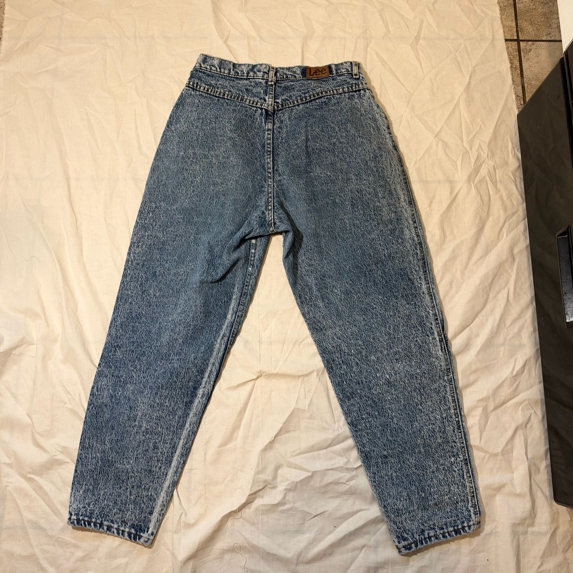 Vintage Lee High Rise Acid Wash Pleated Mom Jeans Acid Wash 12P 6