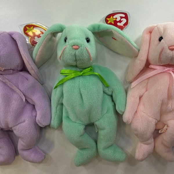 Ty Beanie Babies Hippity Hoppity Floppity Bunny Lot of 3