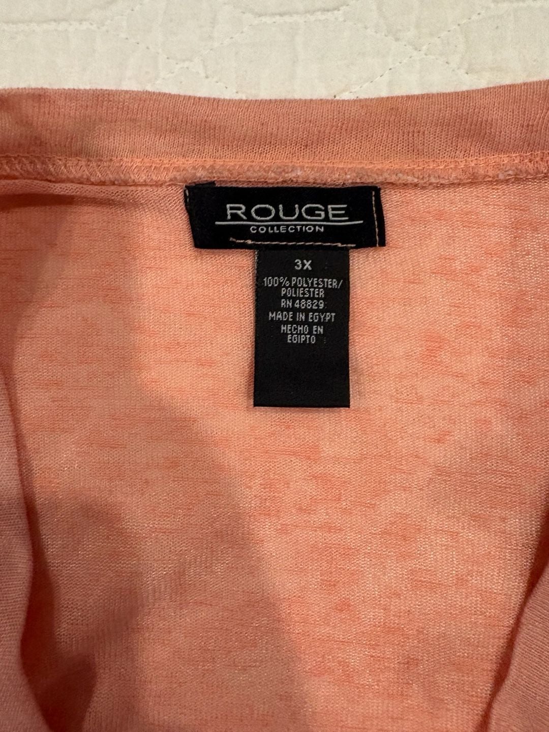 Rouge Collection Women’s 3X Coral Button Front Ruffle Hem Tunic Top 6