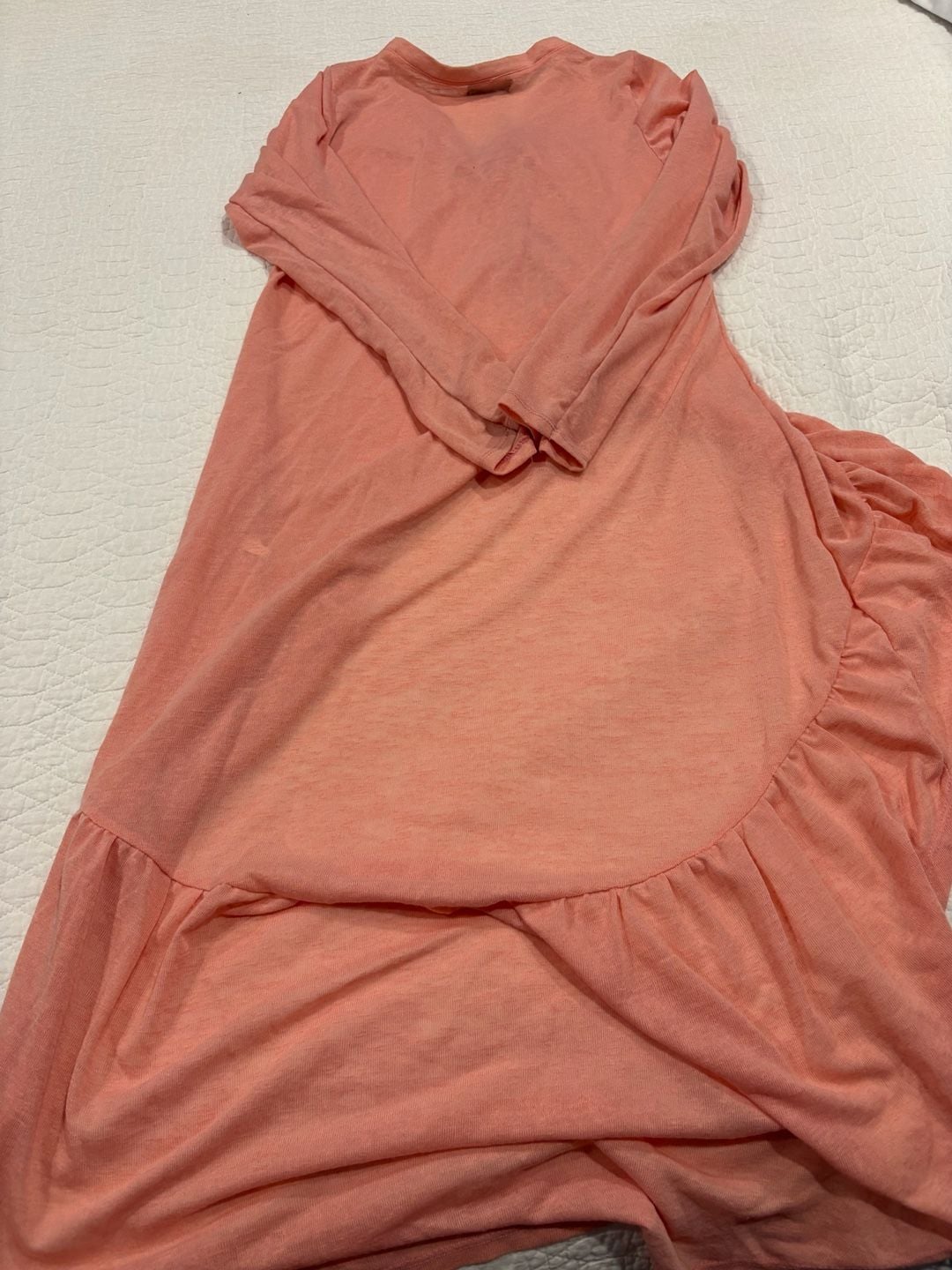 Rouge Collection Women’s 3X Coral Button Front Ruffle Hem Tunic Top 7