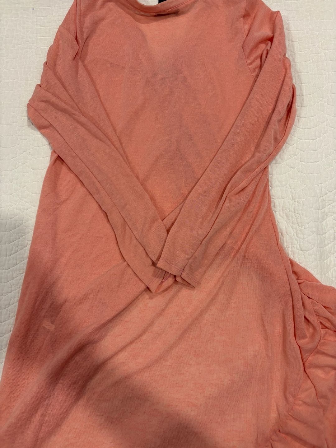 Rouge Collection Women’s 3X Coral Button Front Ruffle Hem Tunic Top 8