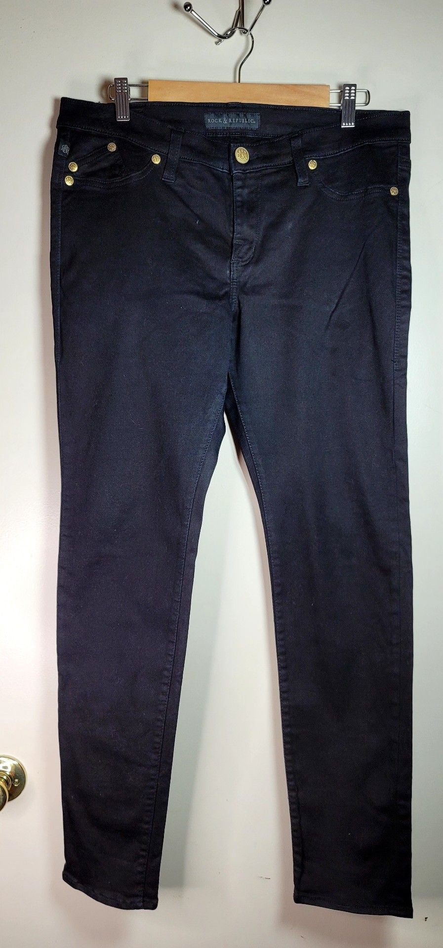 Rock & Republic Kashmere Jeans Size 16 M Black Cotton Spandex 2