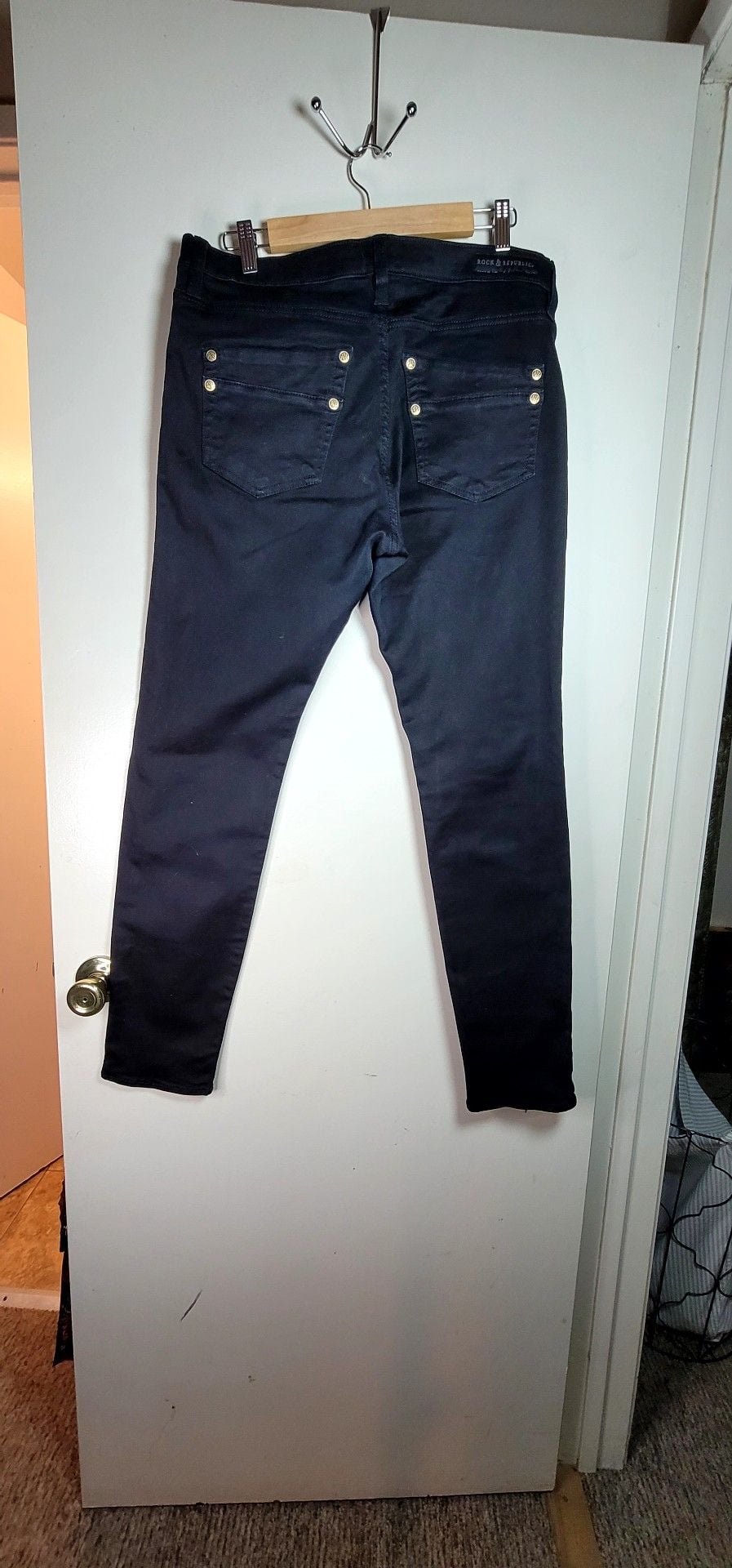 Rock & Republic Kashmere Jeans Size 16 M Black Cotton Spandex 4