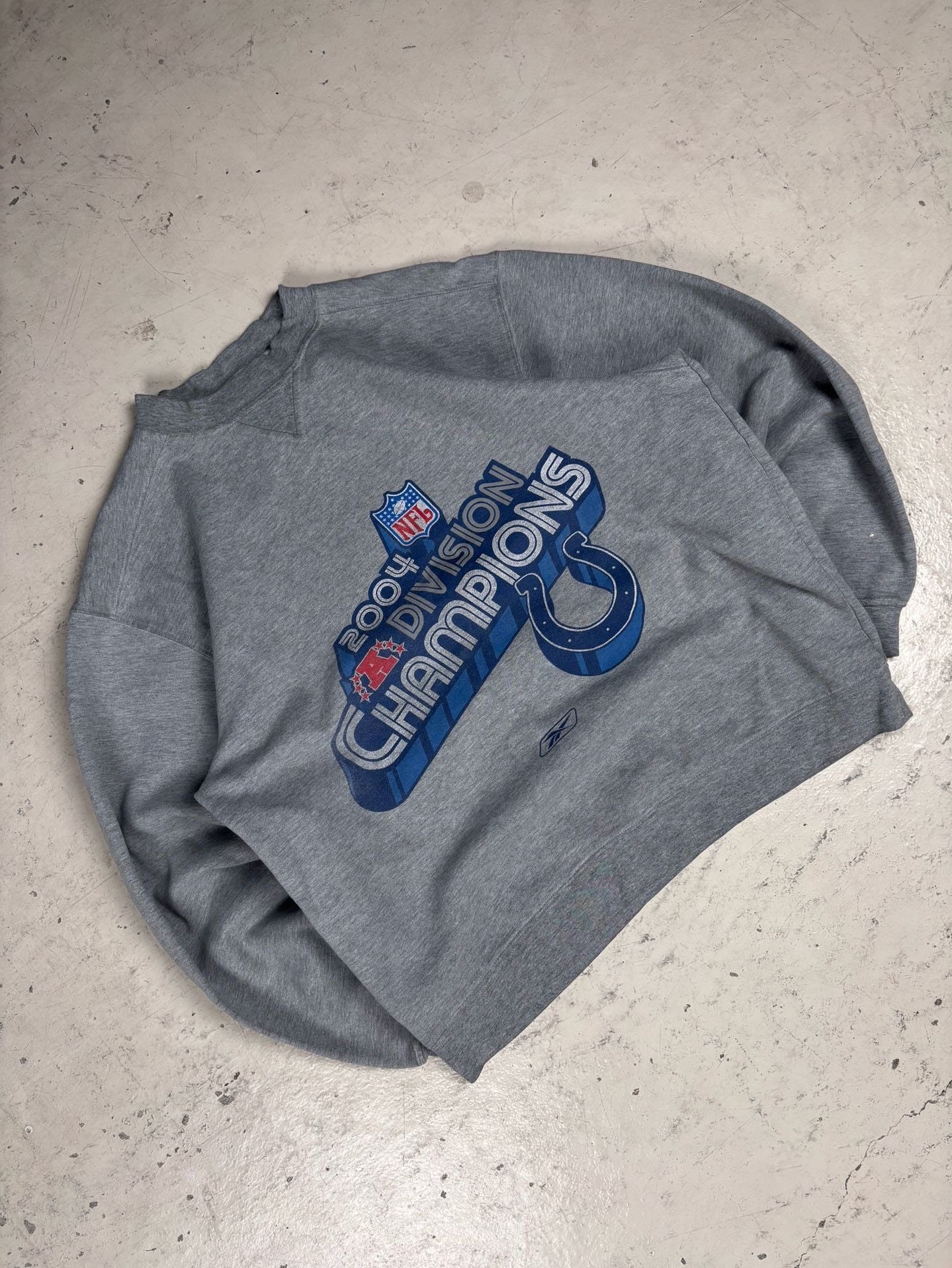 Reebok Indianapolis Colts Sweatshirt Size M 2004 Division Champions Gray 2