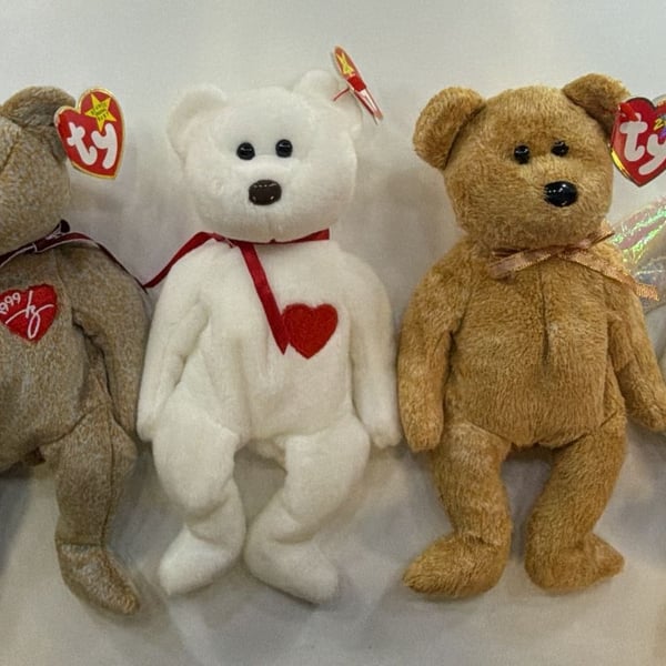 Ty Beanie Babies Lot of 5 Bear Plush Toys Vintage
