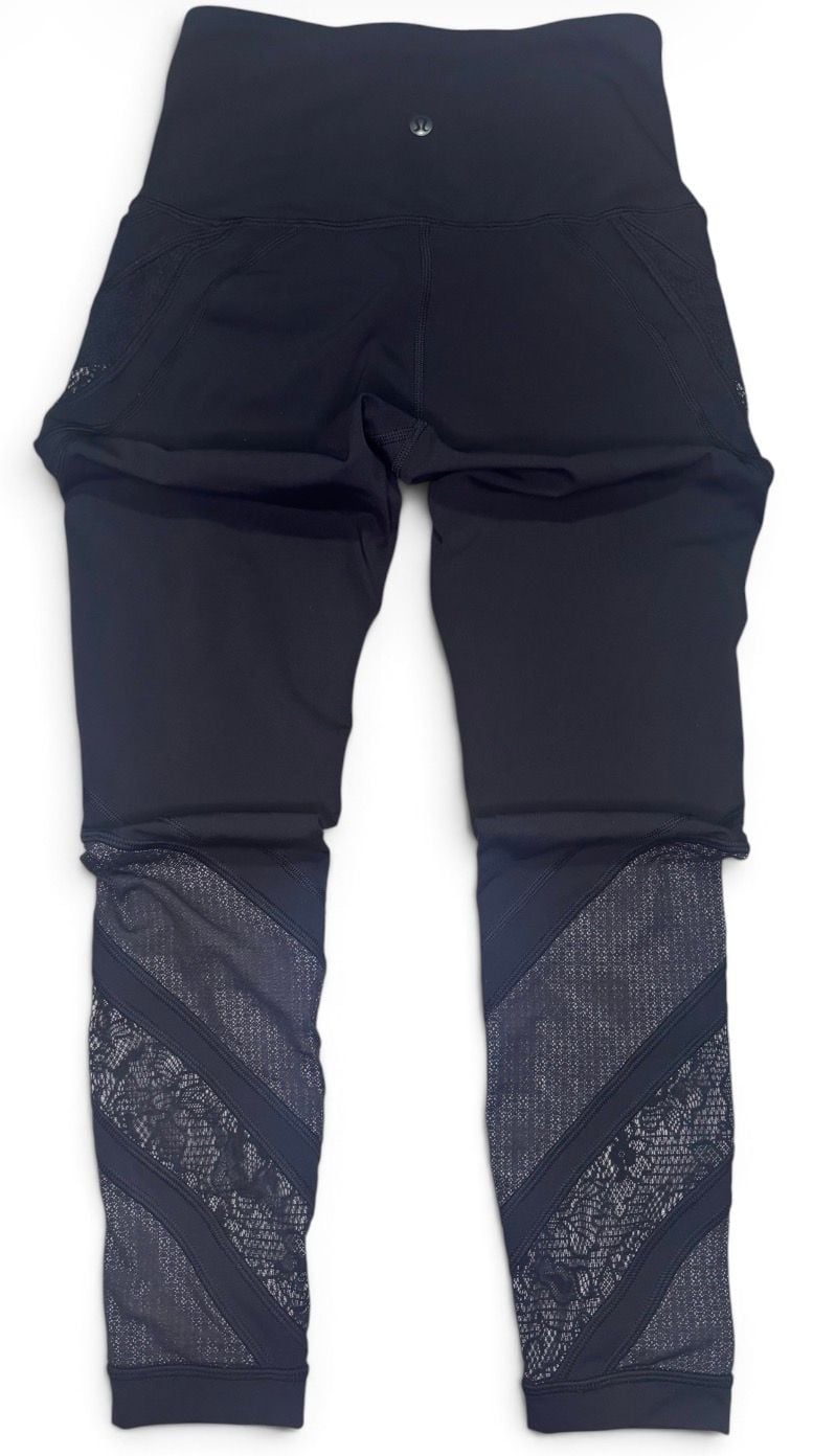 Lululemon Wunder Under Size 4 Lace Black 2