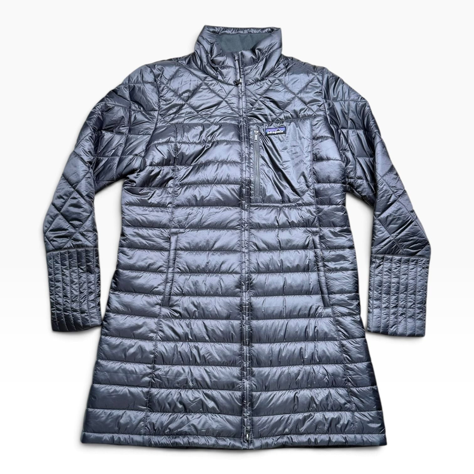 Patagonia Women’s XL Gray Long Quilted Insulated Puffer Coat Full Zip 2