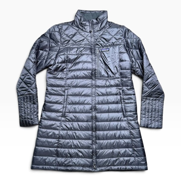 Patagonia Women’s XL Gray Long Quilted Insulated Puffer Coat Full Zip