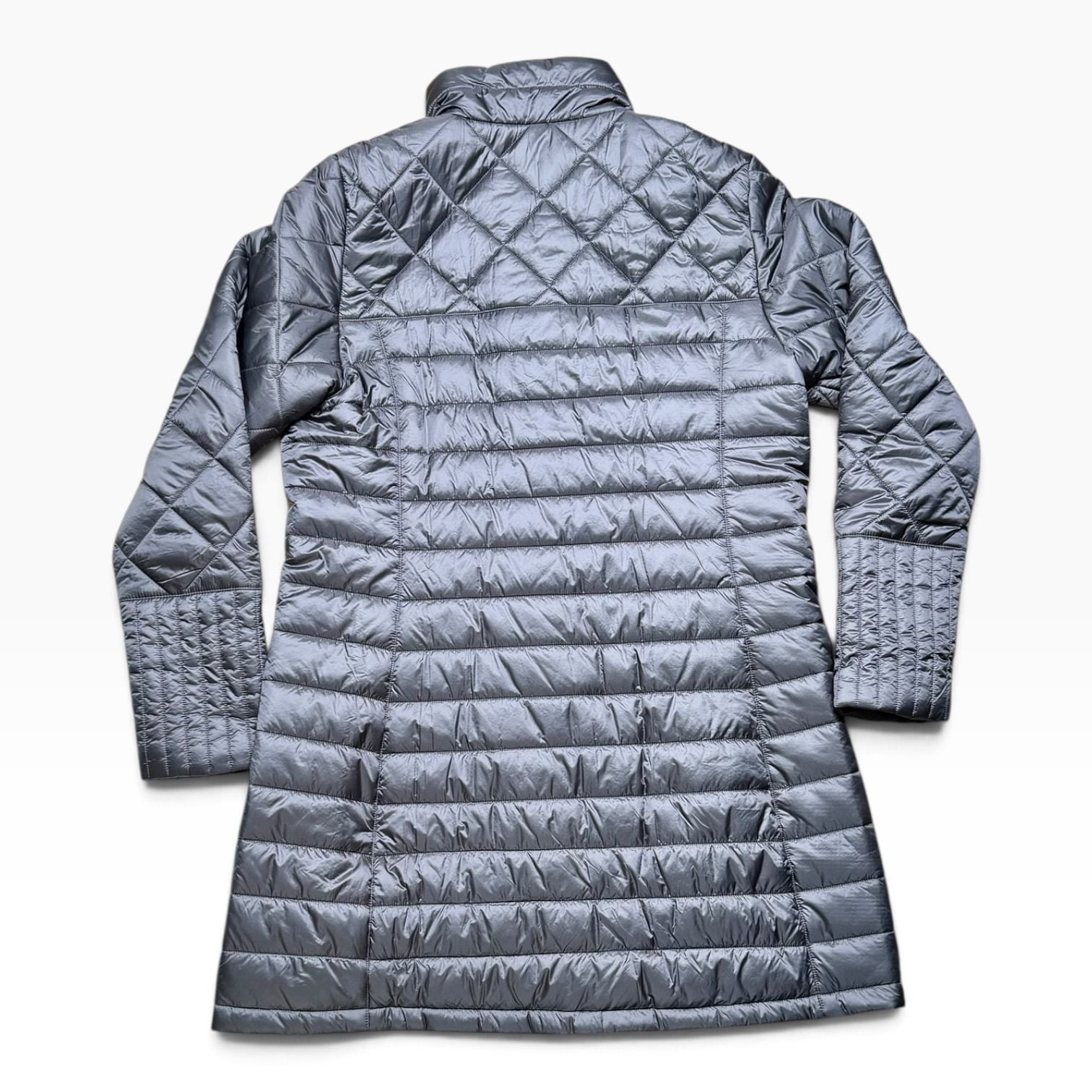 Patagonia Women’s XL Gray Long Quilted Insulated Puffer Coat Full Zip 4