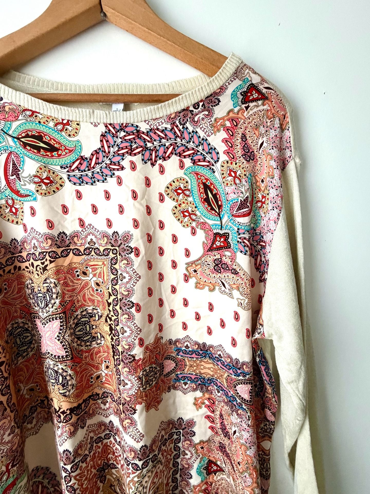 Johnny Was Elodie Scarf Pullover Top Size L Silk Cashmere Paisley 3