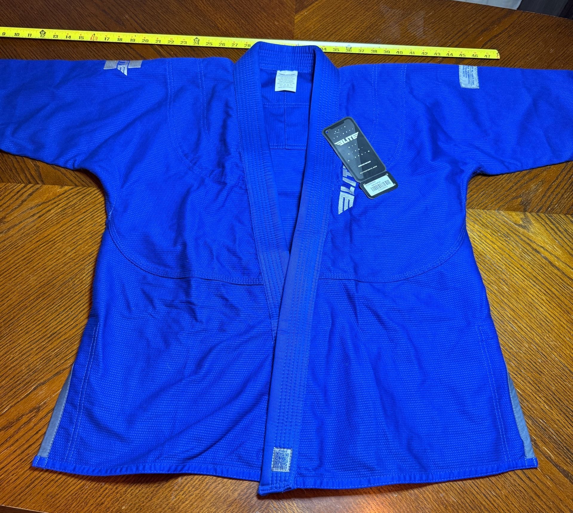 Elite Sports BJJ Gi Jacket Blue Pearl Weave 2
