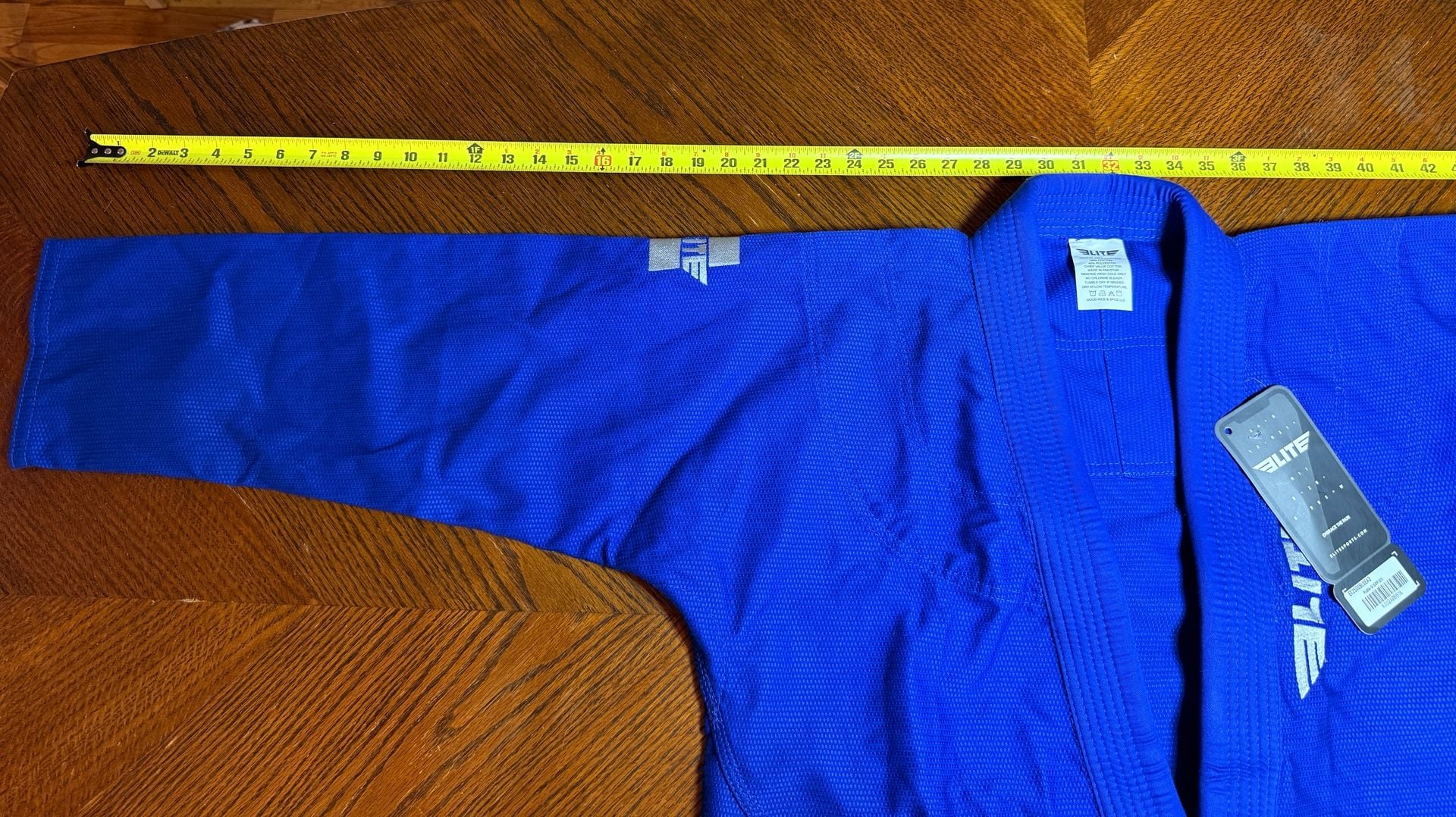 Elite Sports BJJ Gi Jacket Blue Pearl Weave 3