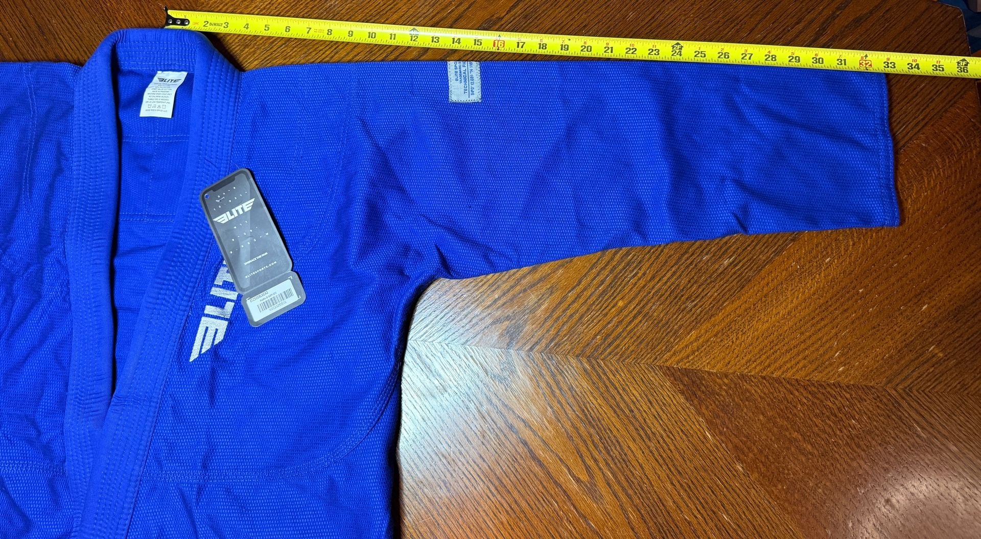 Elite Sports BJJ Gi Jacket Blue Pearl Weave 4