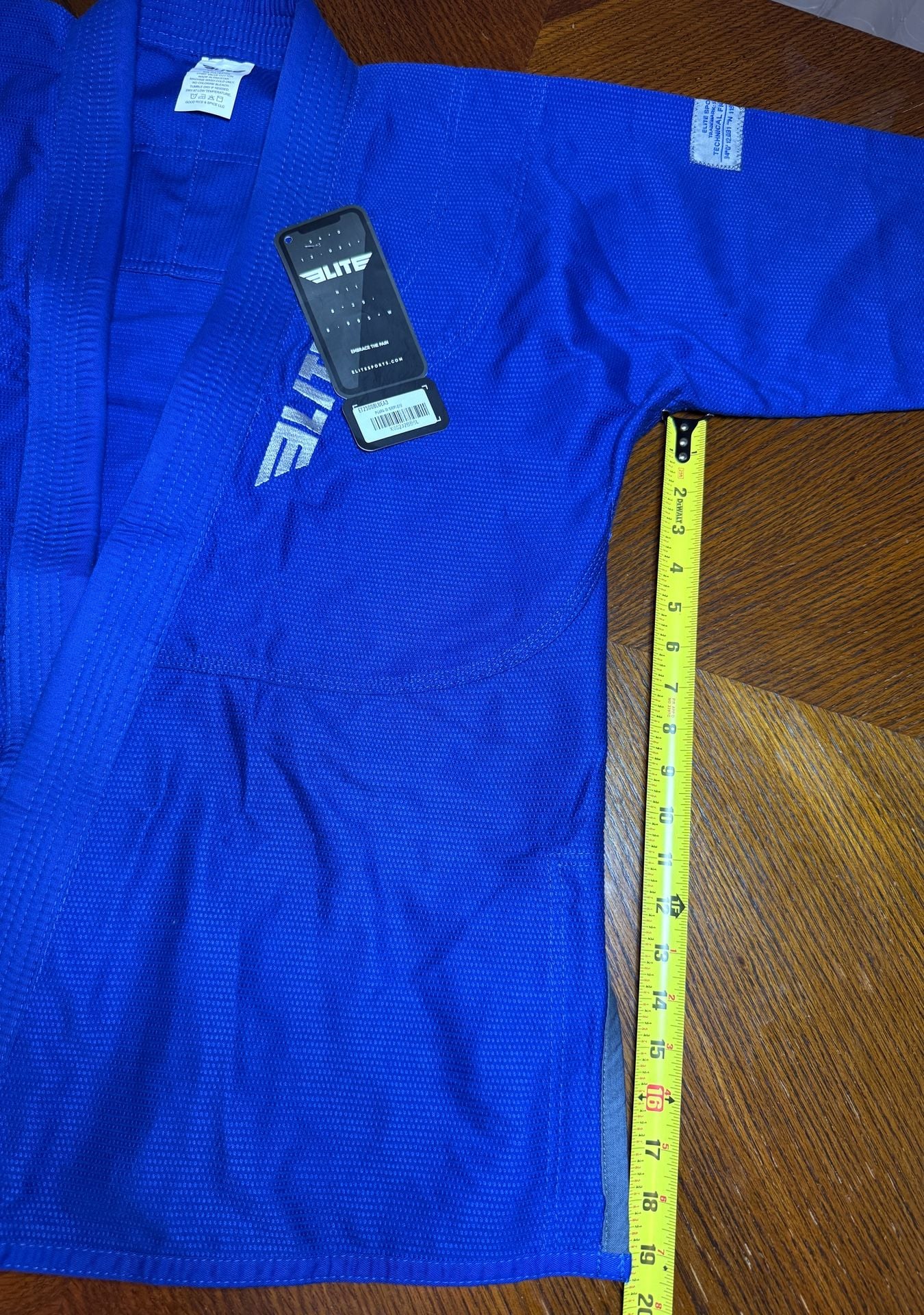 Elite Sports BJJ Gi Jacket Blue Pearl Weave 6