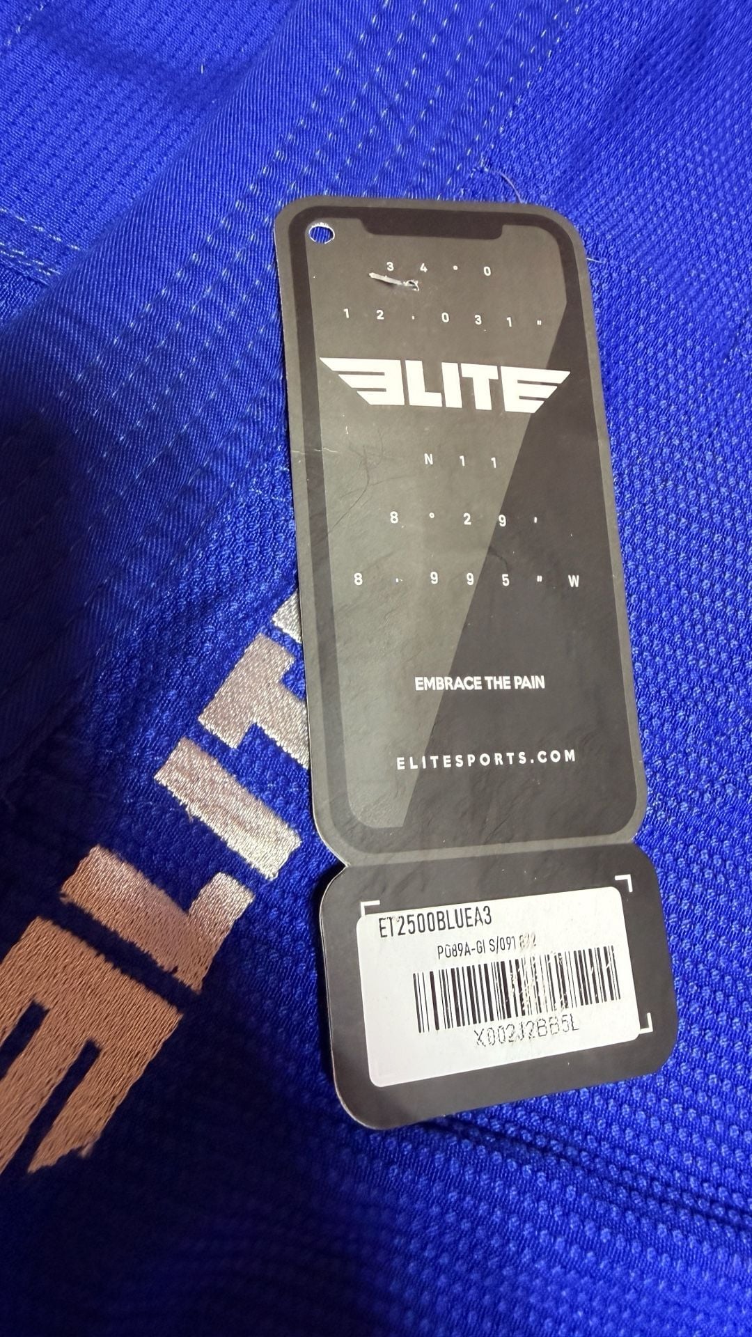 Elite Sports BJJ Gi Jacket Blue Pearl Weave 10