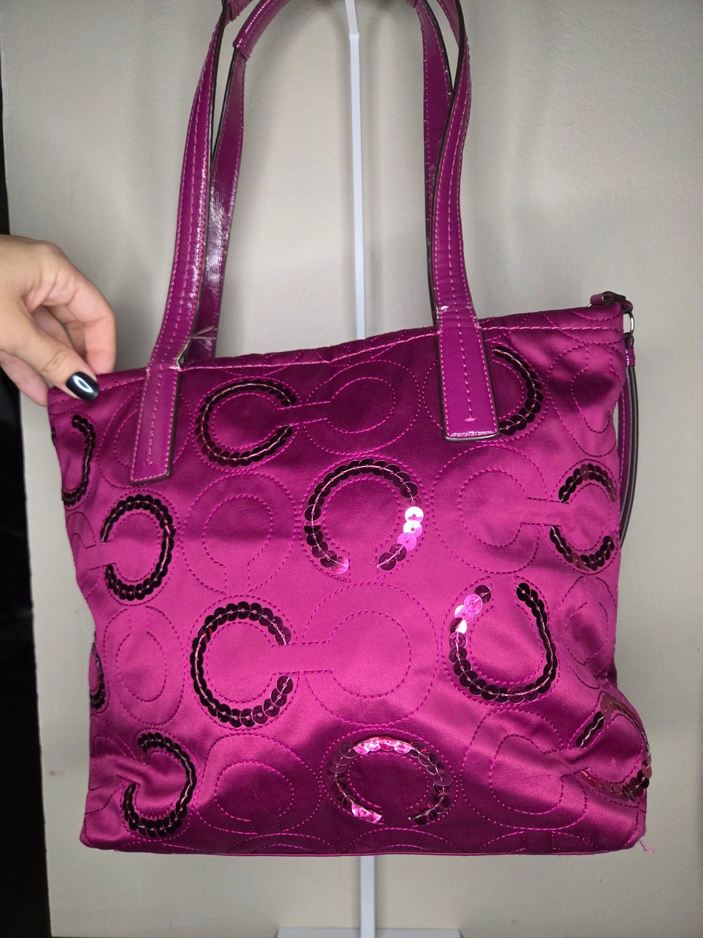 Coach Signature Sequin Tote in Passion Berry (F25470) 3