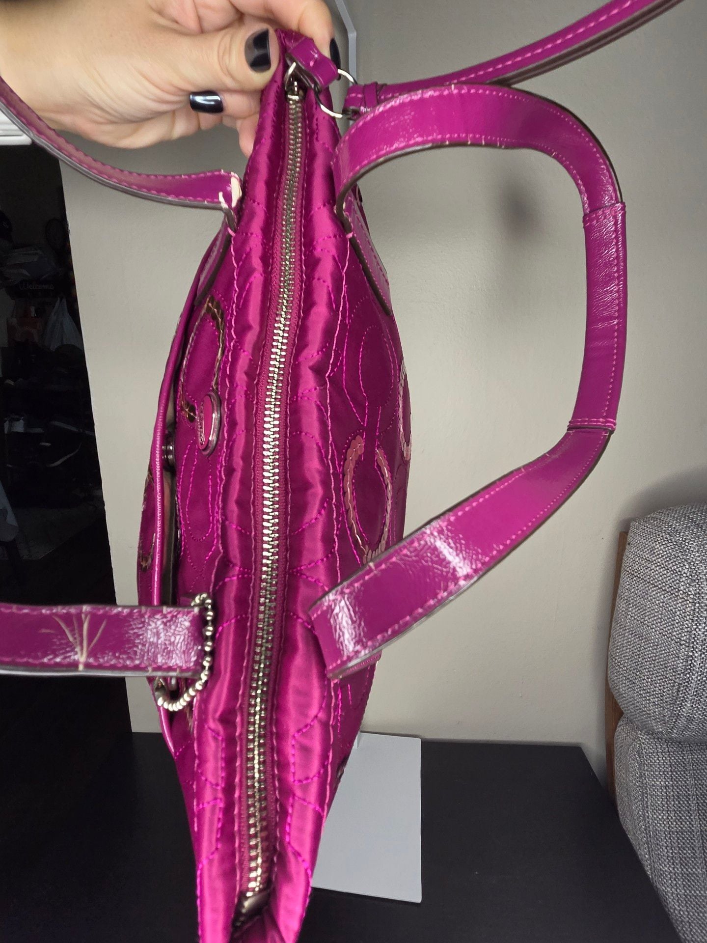 Coach Signature Sequin Tote in Passion Berry (F25470) 5
