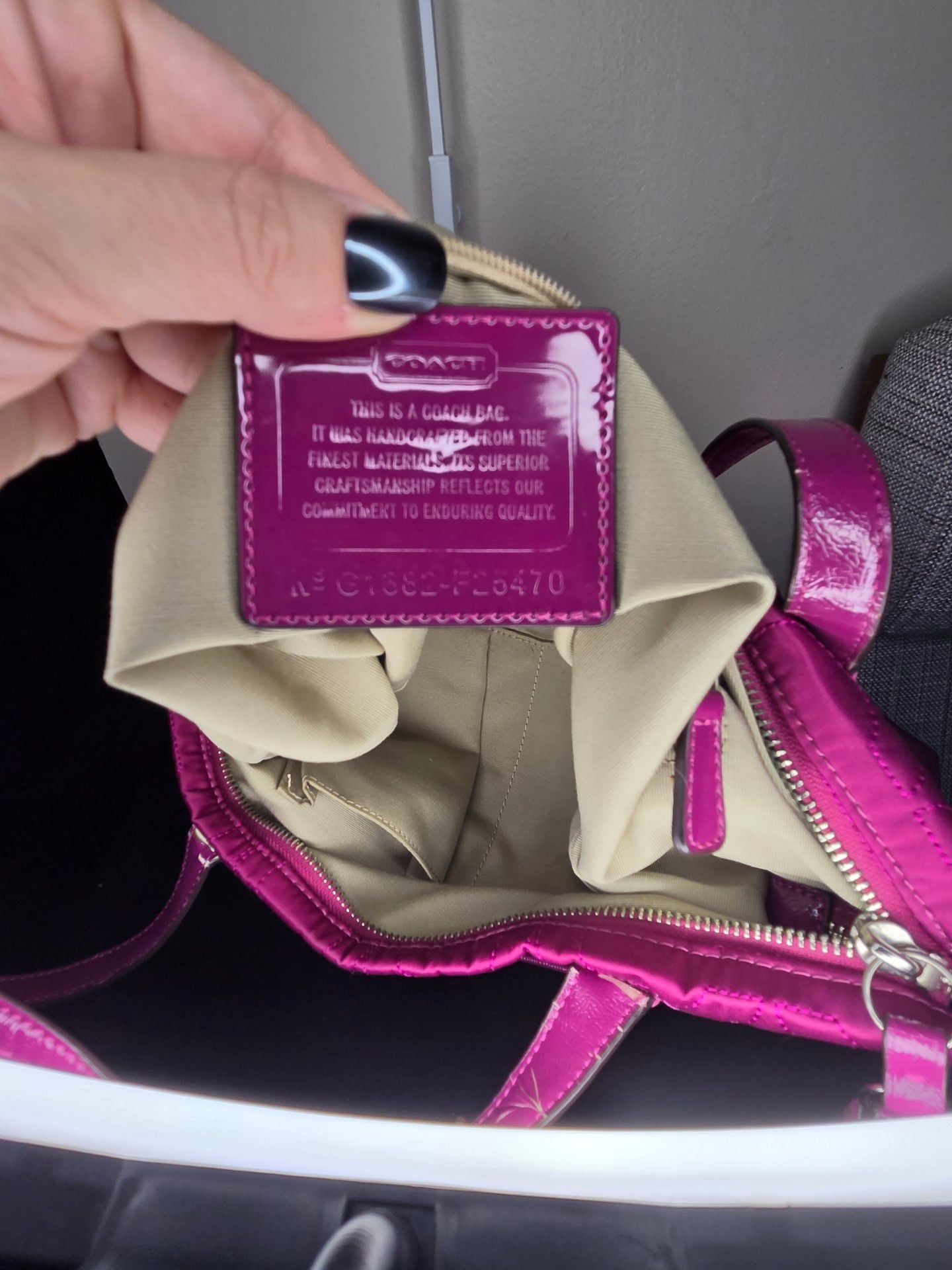 Coach Signature Sequin Tote in Passion Berry (F25470) 9