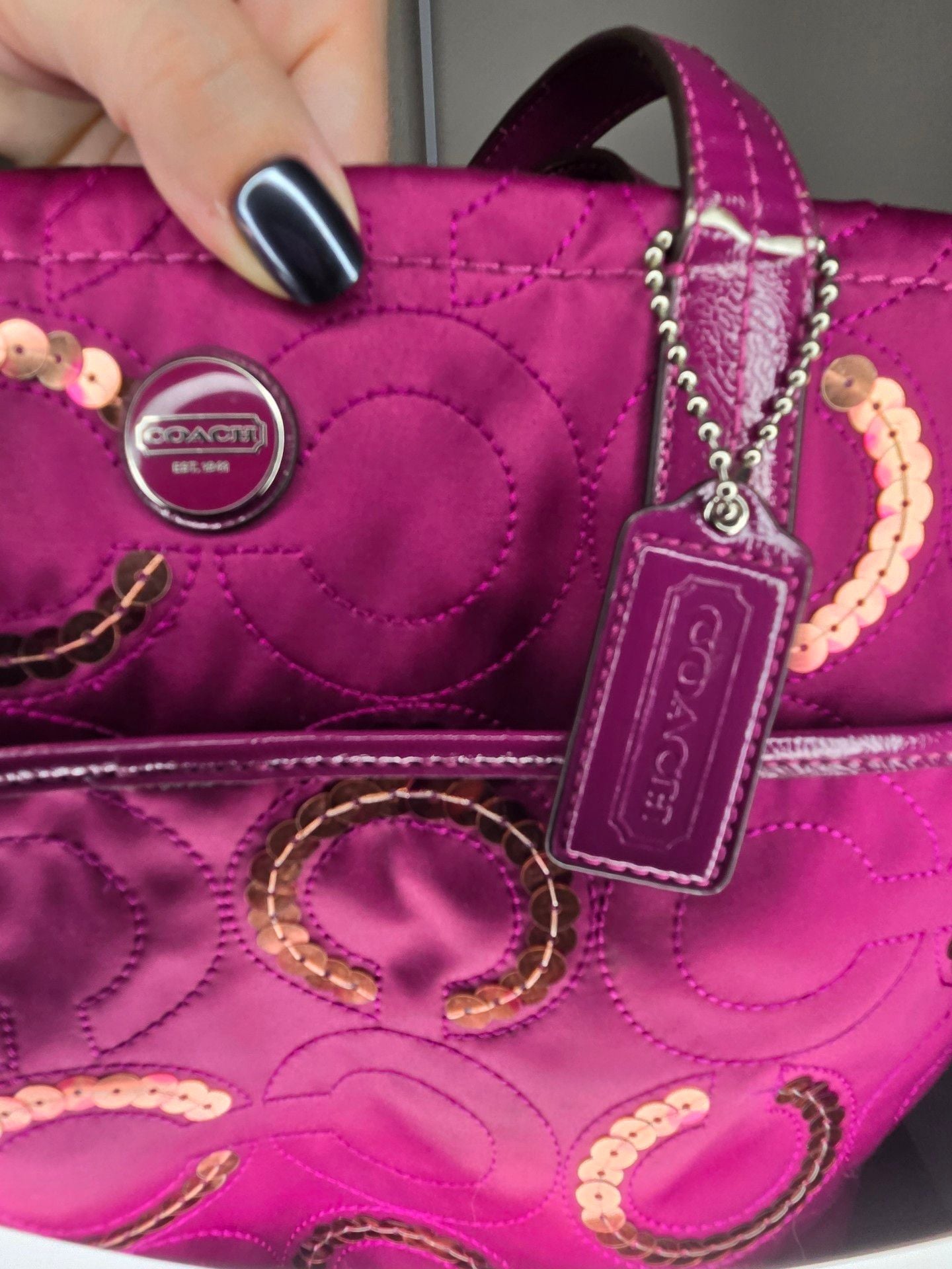 Coach Signature Sequin Tote in Passion Berry (F25470) 11