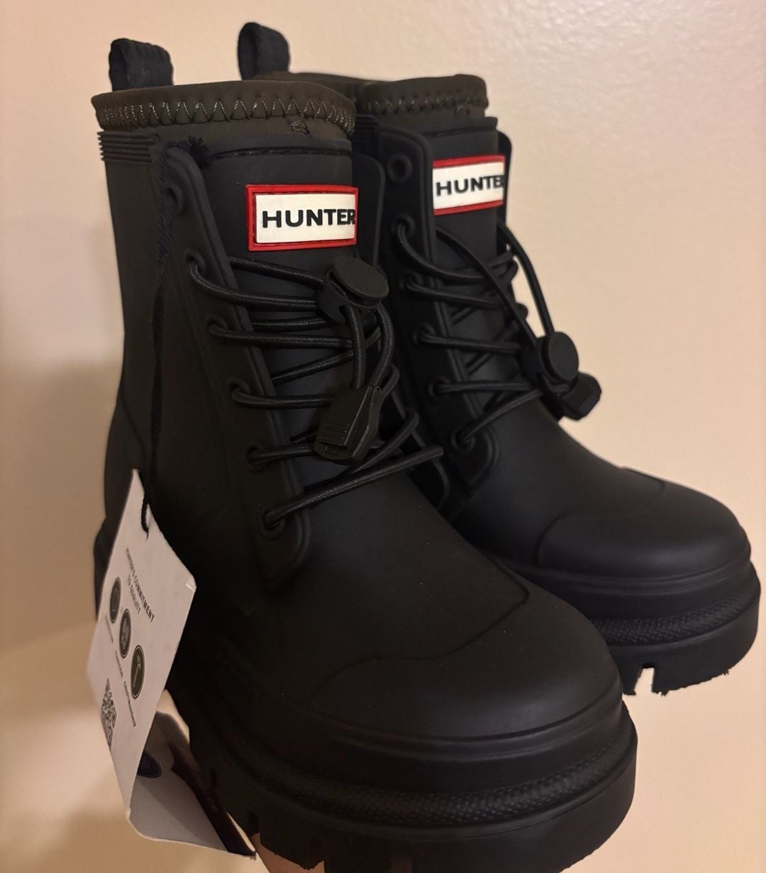 Hunter Kids Stamp Lace-Up Waterproof Rain Boot Size US 9 Black 2