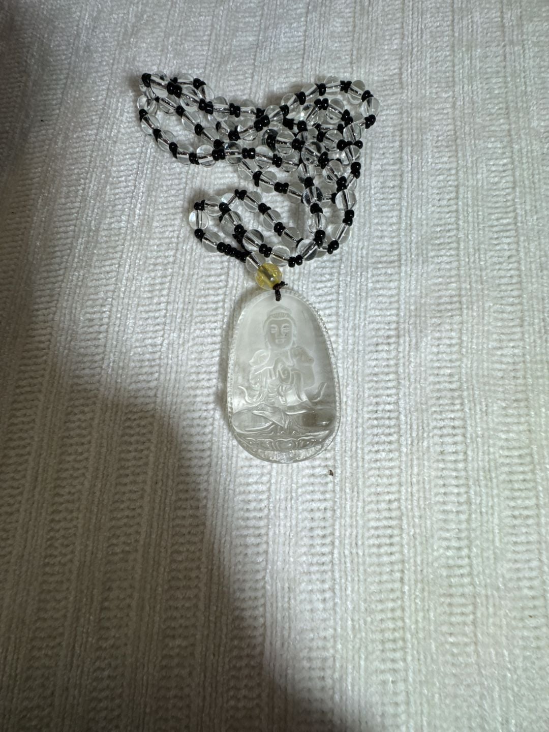 Clear Glass Guanyin Bodhisattva Pendant Necklace 2