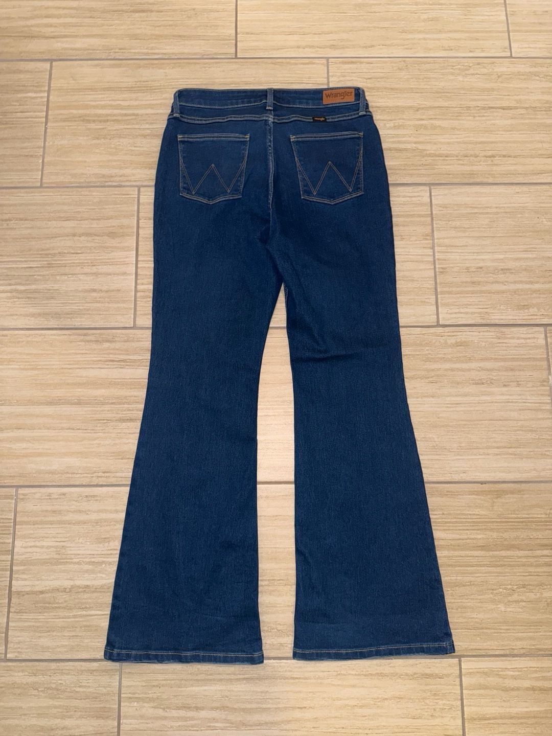Wrangler High Rise Fierce Flare Jeans Blue Denim 3
