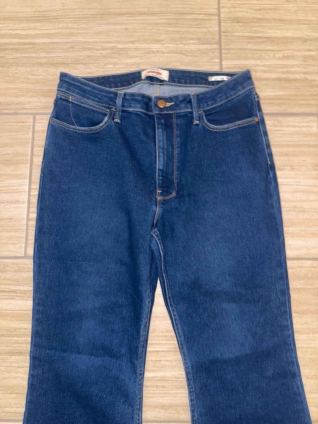 Wrangler High Rise Fierce Flare Jeans Blue Denim 5