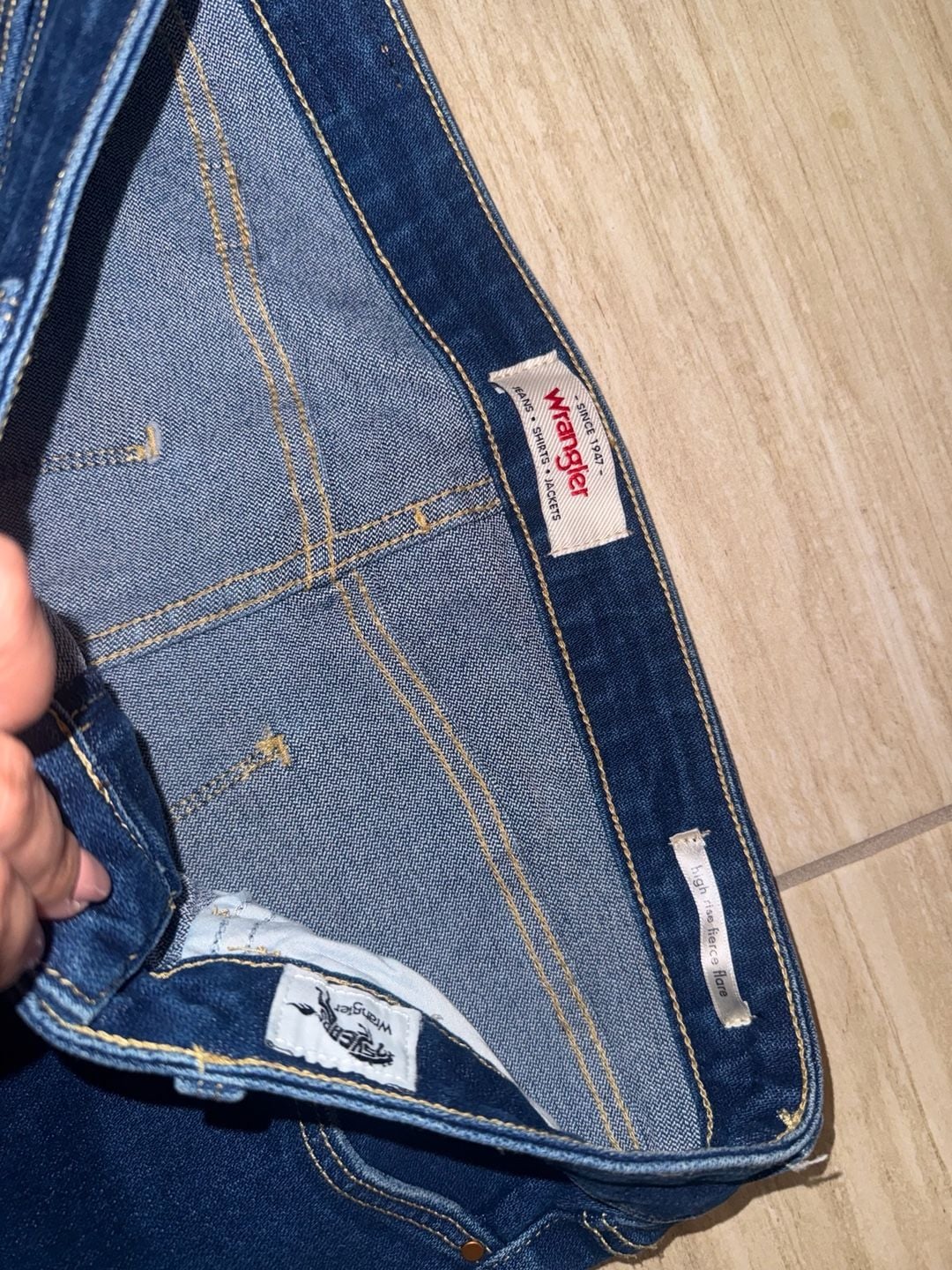 Wrangler High Rise Fierce Flare Jeans Blue Denim 6