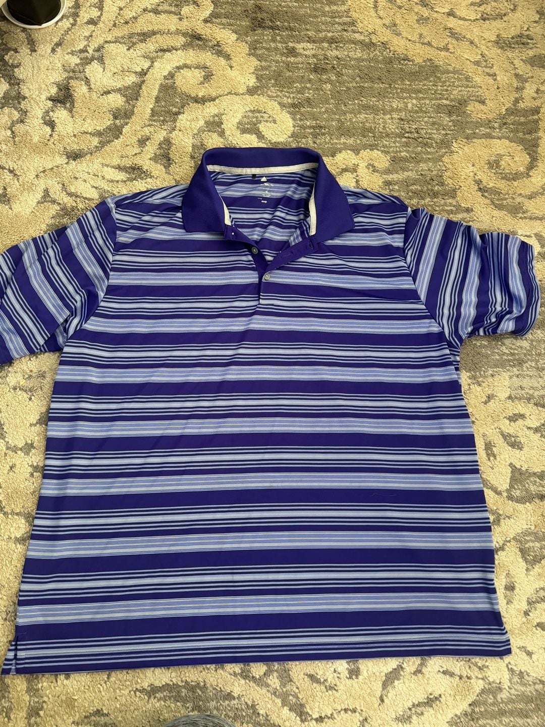 Adidas Climalite Golf Polo Size XL Purple Blue Striped Short Sleeve 4