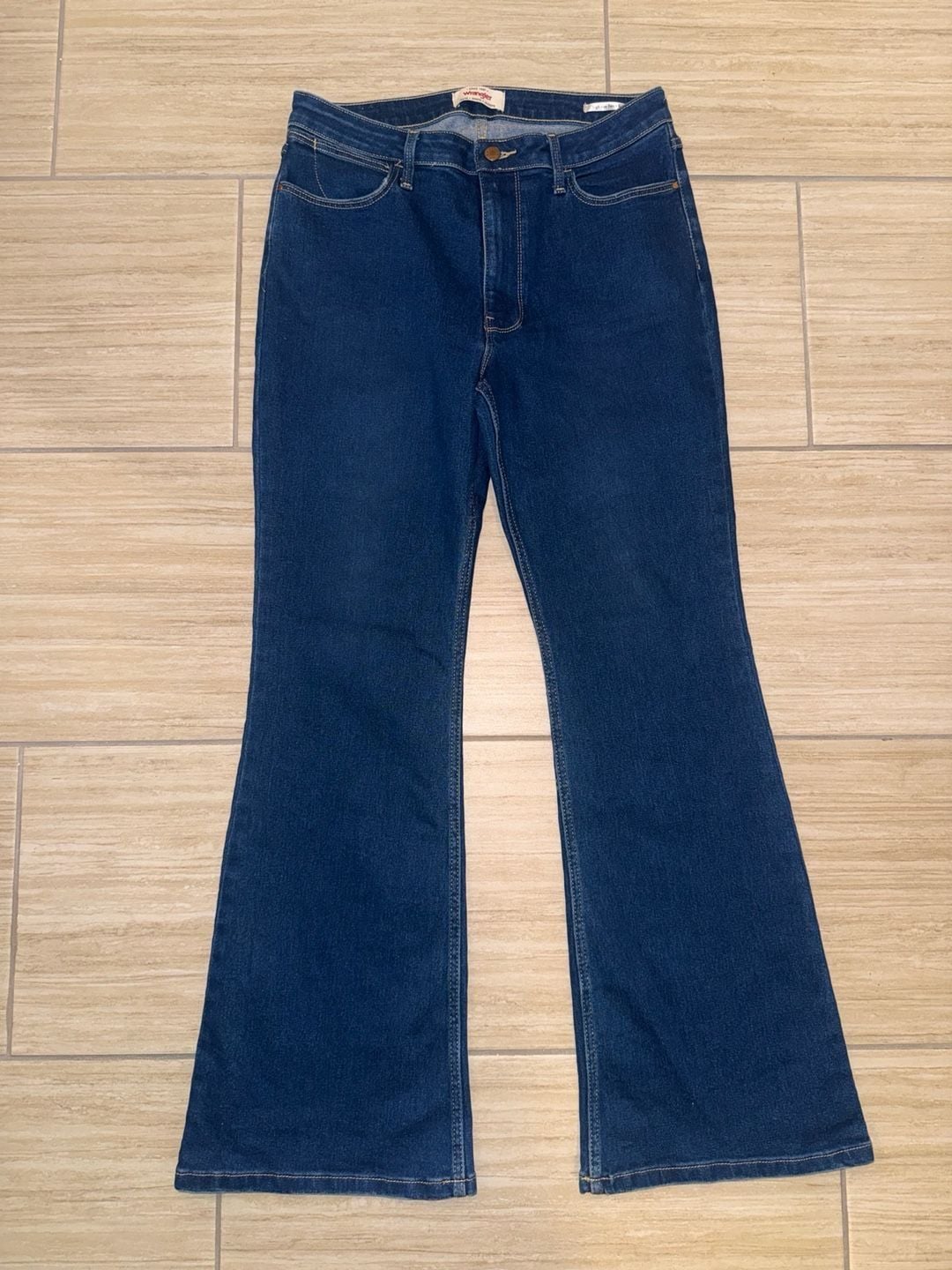 Wrangler High Rise Fierce Flare Jeans Blue Denim 2