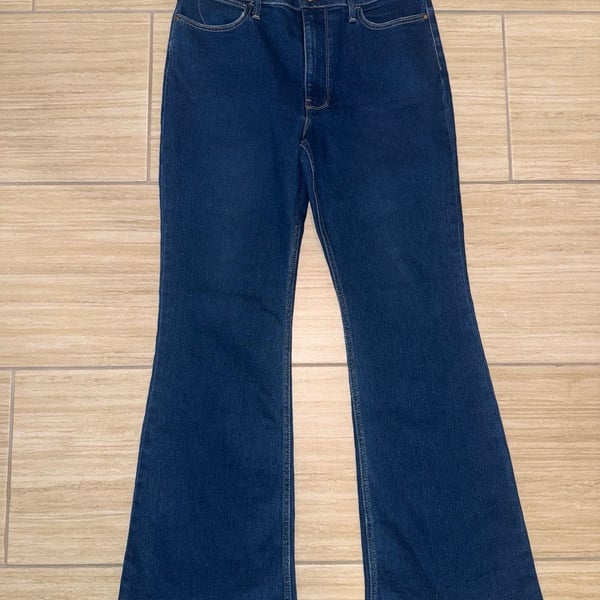 Wrangler High Rise Fierce Flare Jeans Blue Denim