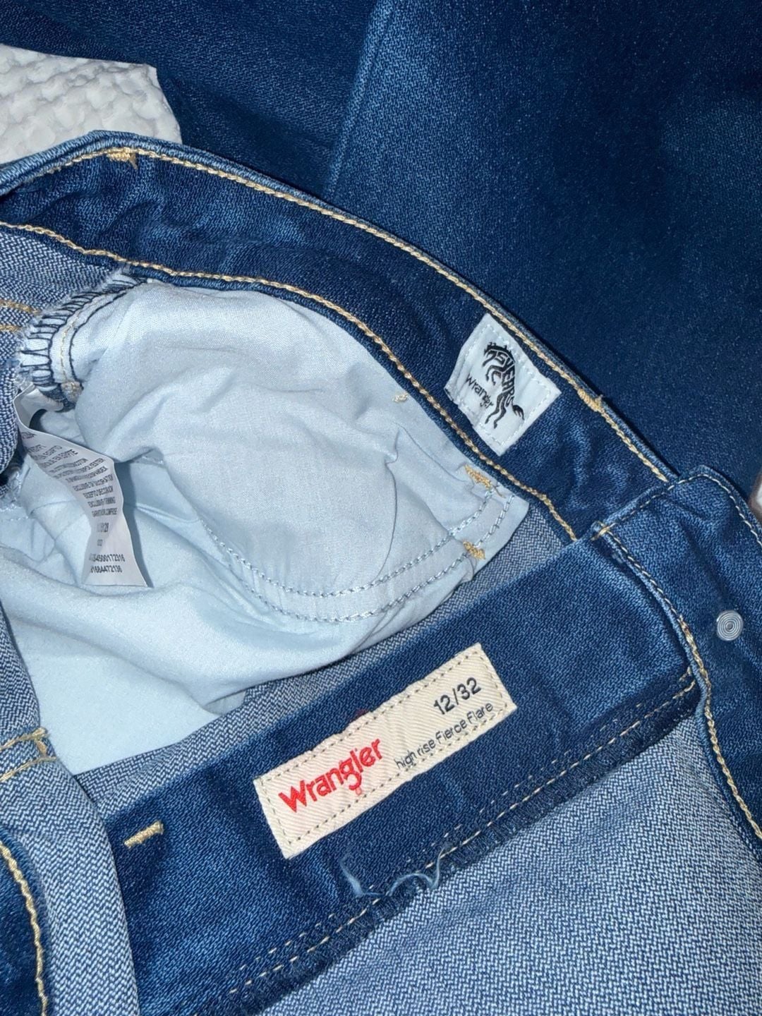 Wrangler High Rise Fierce Flare Jeans Blue Denim 9