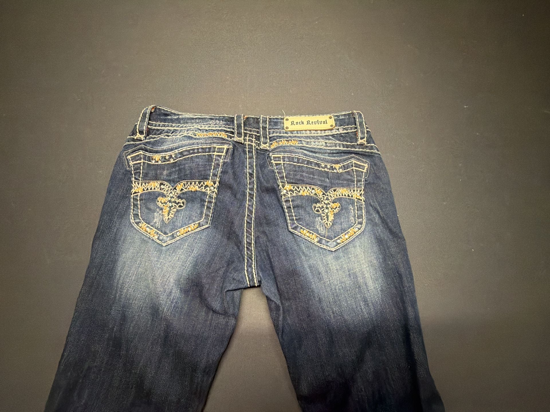 Rock Revival Amy Boot Jeans Size 34 Blue Embellished Bootcut 5