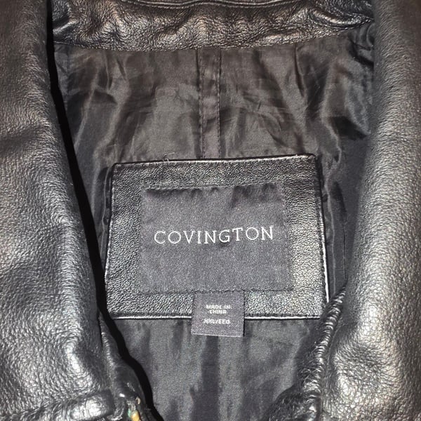 Covington Black Leather Jacket Size XXL