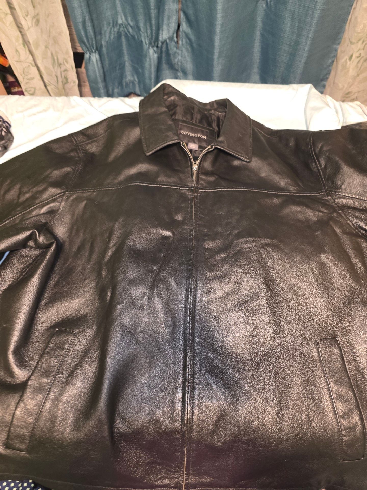 Covington Black Leather Jacket Size XXL 3