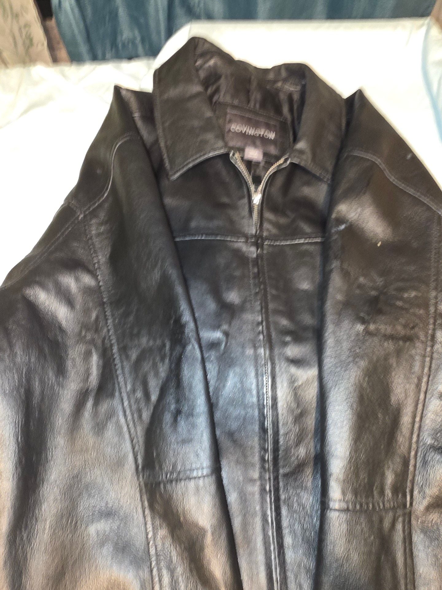 Covington Black Leather Jacket Size XXL 4
