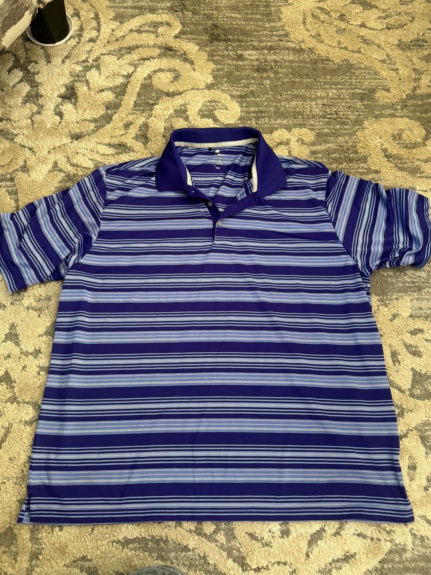 Adidas Climalite Golf Polo Size XL Purple Blue Striped Short Sleeve 2