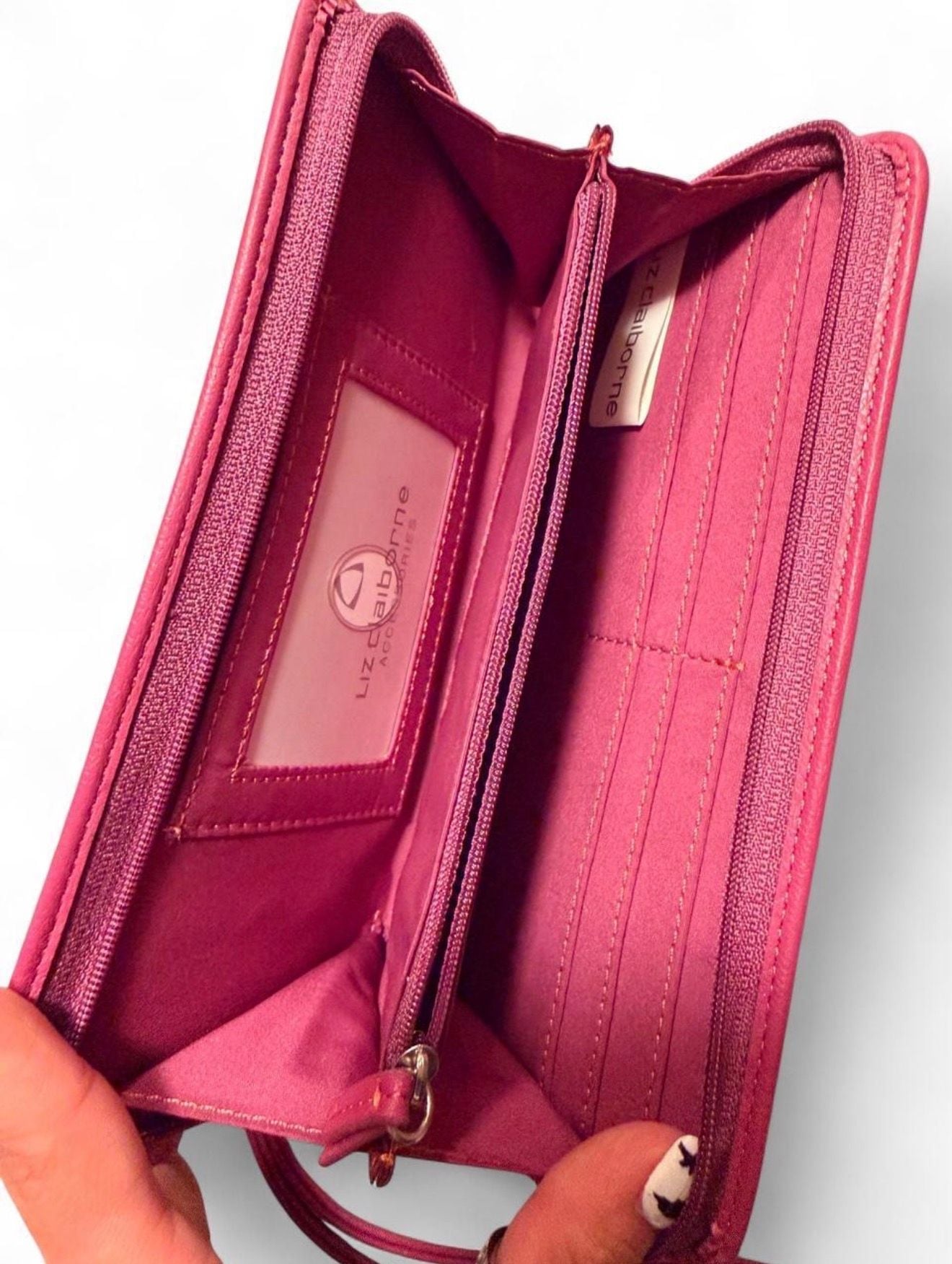 Liz Claiborne Wristlet Wallet Burgundy Leather 3