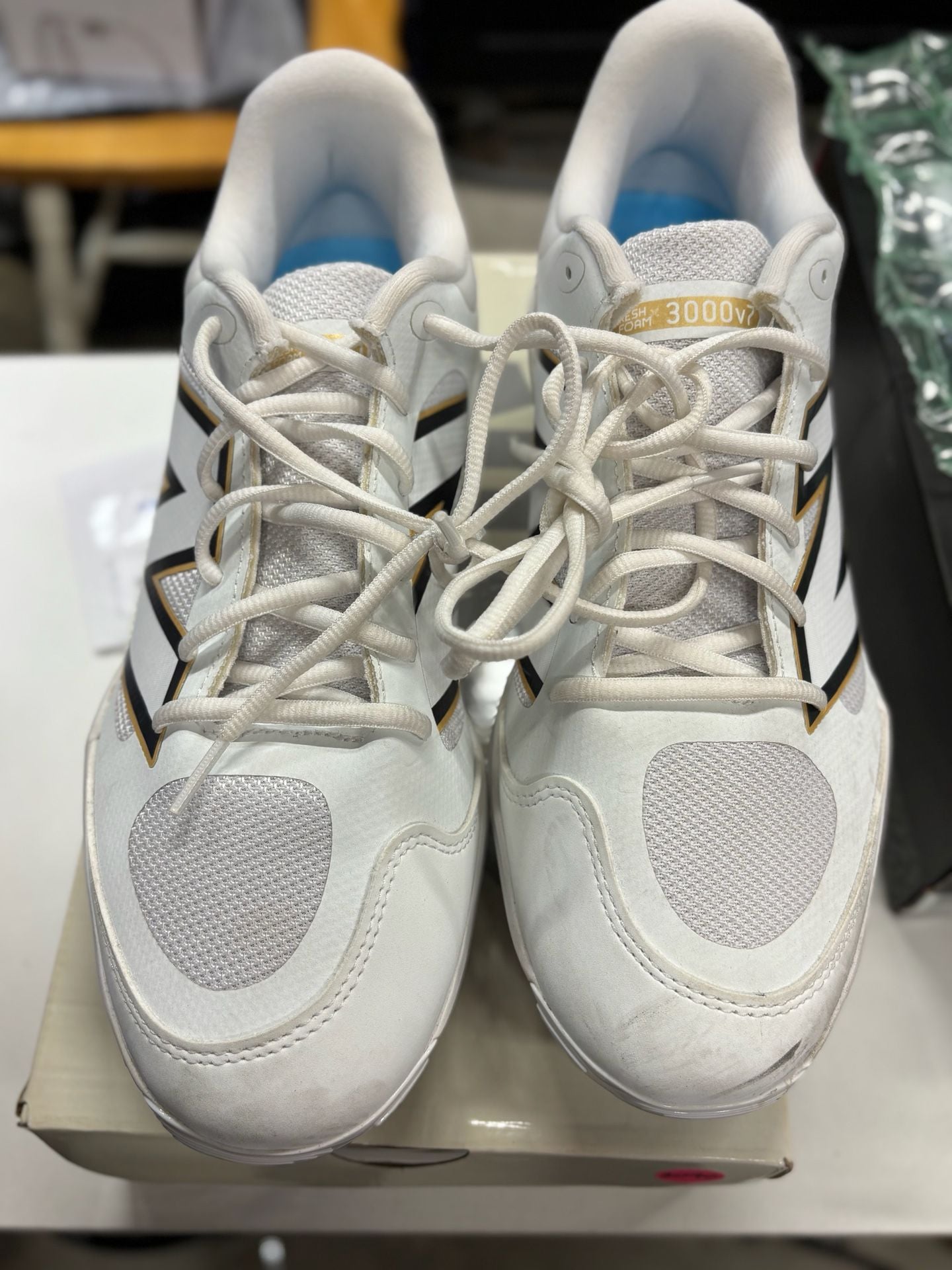 New Balance Fresh Foam X 3000v7 Metal Baseball Cleats White Gold 10M 4