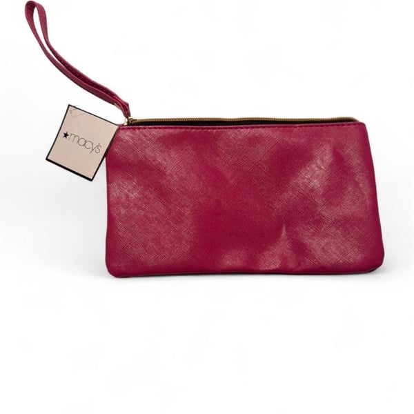 Macy's Maroon Leather Wristlet